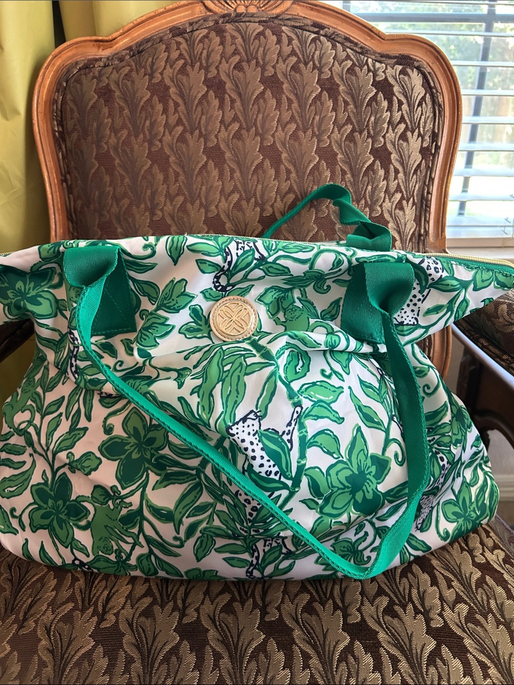Lilly Pulitzer Green Patterned Packable Tote Bag